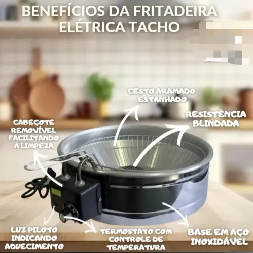 Fritadeira Elétrica Tacho 15L c/ Termostato 3000watts 220V