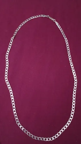 Corrente/Cordão Grumet banhado a prata, 60cm/4mm