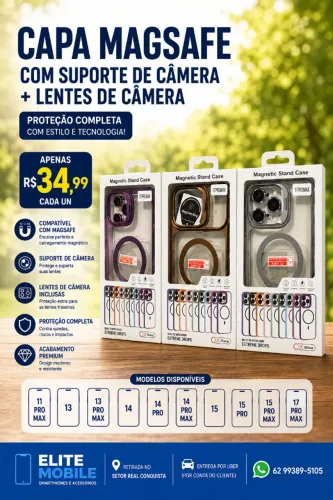 Capa MagSafe para iPhone com Suporte de Câmera e Lentes