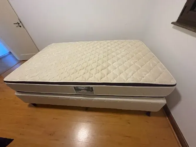 Cama Box Viúva Castor 128x188 + Colchão Molas Bonnel Bambu Euro