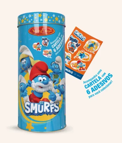 Lata de Biscoitos Smurfs 100g Nova