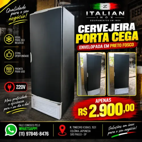 Cervejeira Porta Cega 220v Envelopada Preto Fosco
