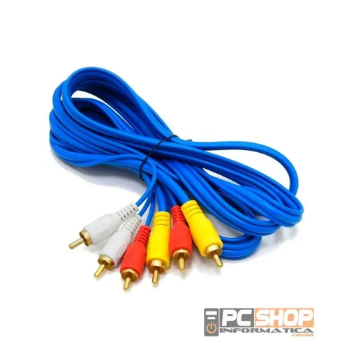 Cabo Av 3 Rca 2 Pontas - Frete Grátis