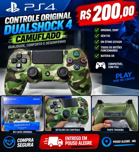Controle Playstation 4 camuflado original