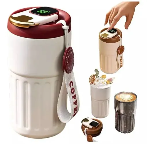 Caneca térmica com mostrador de temperatura