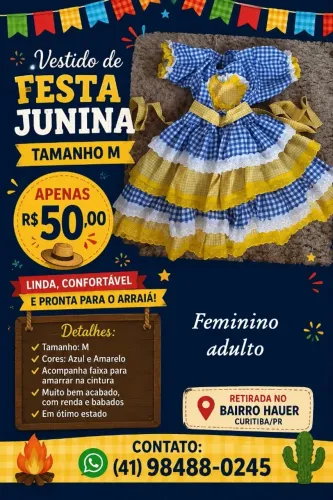 Vestido adulto festa julina