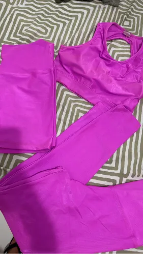 short top e calça rosa P 