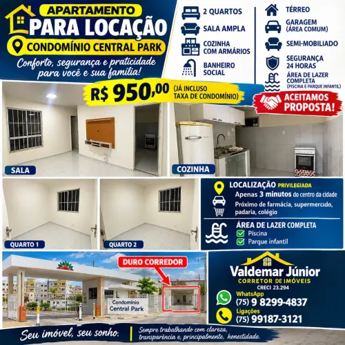 Apartamento Térreo Semi-Mobiliado no Central Park - R$ 950 com Condomínio Incluso