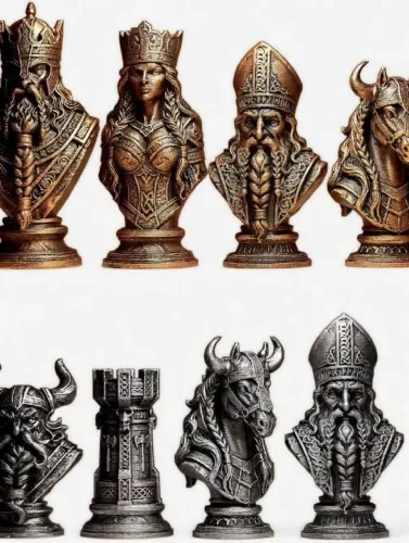 Kit Xadrez Viking 16 Peças Colecionável Impressão 3d