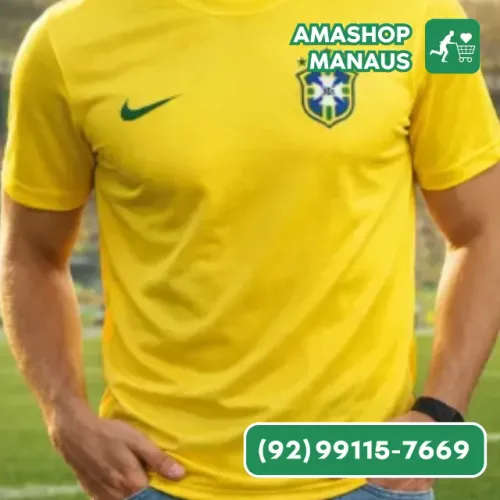 Camiseta Selecao Brasileira Amarela Dryfit Corrida Futebol