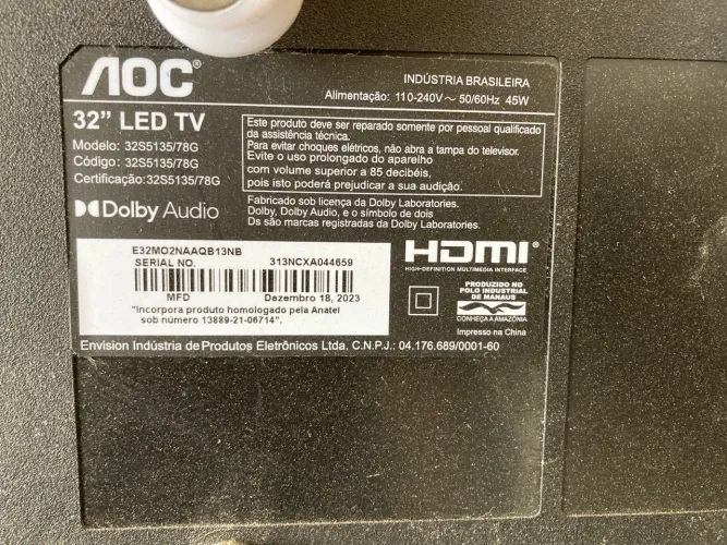 Tv aoc com tela trincada para retirar peças 
