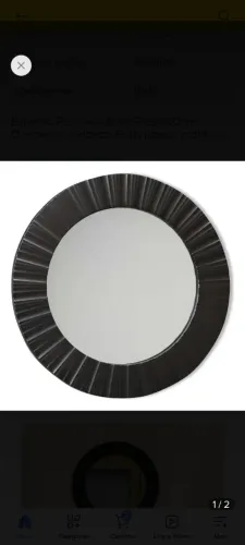 Espelho Redondo Decorativo Moldura Preto 47x47 Moderno Luxo Premium