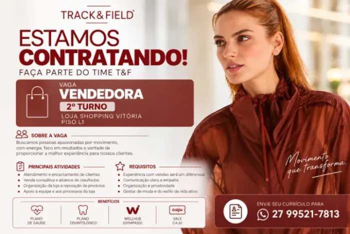 Vendedora - 2º Turno | Track&Field | Shopping Vitória