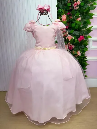 vestido rosa bebê infantil daminha festa casamento florista formatura