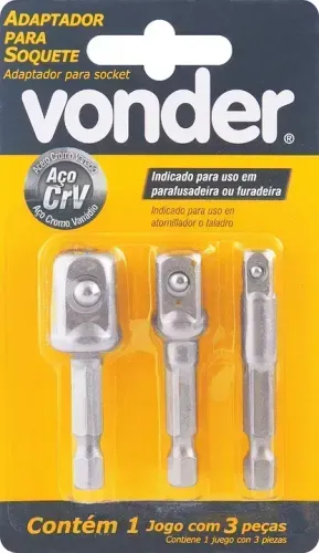 Kit Jogo 3 Adaptador P/ Soquete Pito Cachimbo Parafusadeira