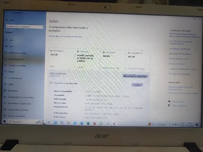 Notebook acer 16 ram