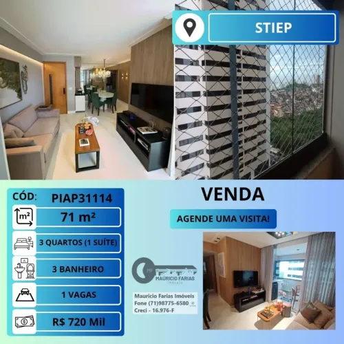 APARTAMENTO 3 QUARTOS (1 SUÍTE) COM 71 M² NO STIEP
