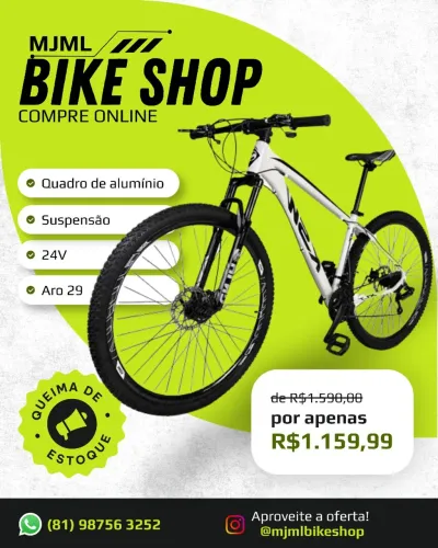 Bicicleta Aro 29 R$1.159,99 - Pix R$1.102 - 10x s/ Juros