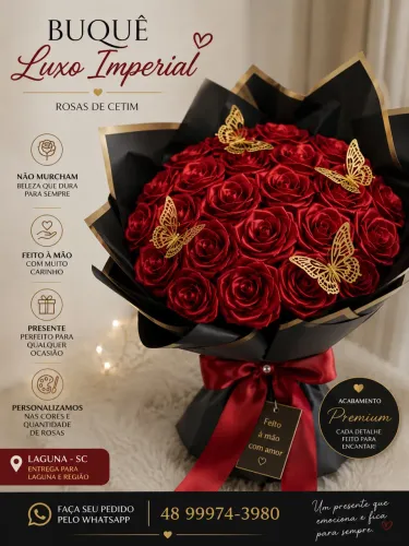 Buquê de Rosas de Cetim Artesanal - Presente Romântico