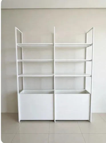 Estante Divisória de Ambiente com Floreira Branca + Plantas - Moderna