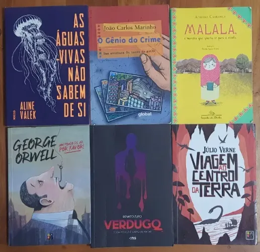 Coleção de Livros: Dom Casmurro, O gênio do crime, Viagem ao centro da terra, Malala, etc