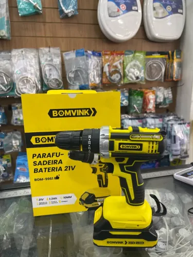 Parafusadeira e Furadeira 21V BOMVINK Sem Fio - Bateria Recarregável