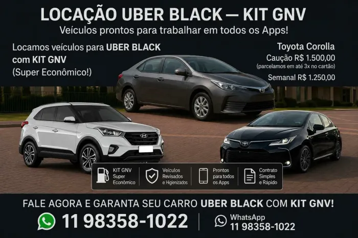 LOCAÇÃO UBER BLACK ///  KIT GNV ///<br><br>