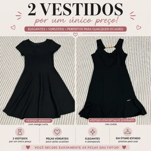 2 vestidos femininos pretos por um único preço | elegantes P/M