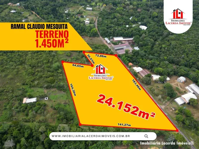 Terreno no Ramal Claudio Mesquita, 1.650m², BR 174, Tem REGISTRO DE IMÓVEIS, desmembrado