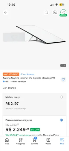 Kit de Internet via satélite padrão Starlink V4 Gen 3 Kit de Internet via satélite padrão