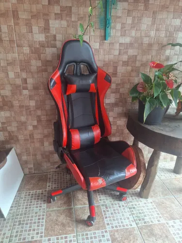 Cadeira Gamer Reclinável Pelegrin Em Couro PU, Sem braço