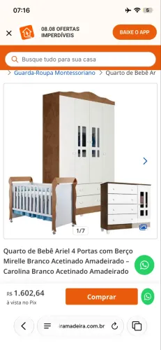 ? QUARTO INFANTIL COMPLETO ? BERÇO 3 EM 1 + CÔMODA + GUARDA-ROUPA