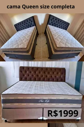 Cama queen size com colchão New Life