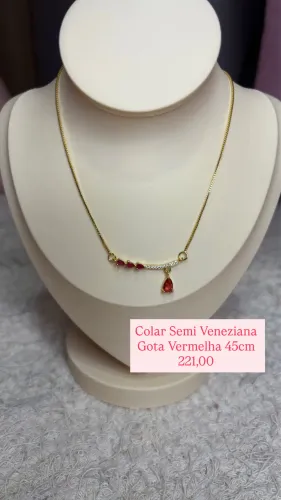 Colar Veneziana Gota Vermelha