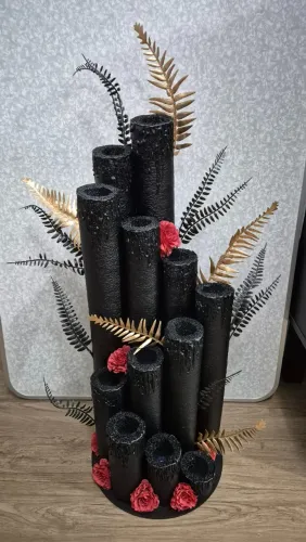 castiçal velas pretas decoração halloween fake