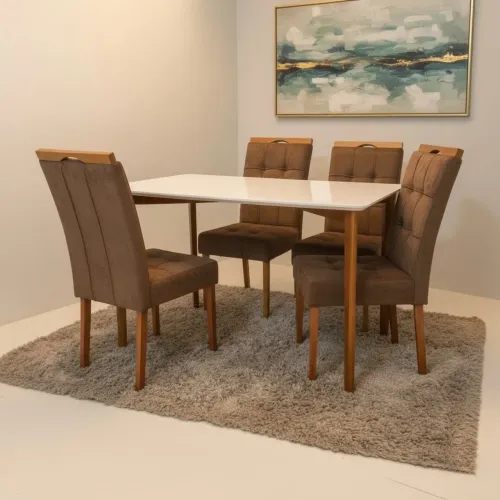 Mesa de Jantar Ravena com 4 Cadeiras Entrega Rápida