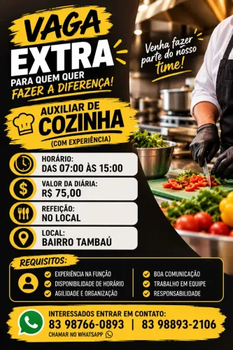 Extra Auxiliar de Cozinha com experiência