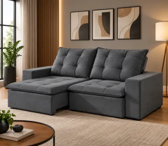 Sofa retratil e reclinavel com pillow novo de fabrica