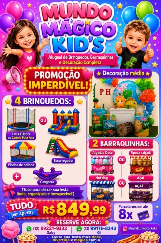 Mundo mágico kid's decoração,festa , brinquedos,barraquinhas