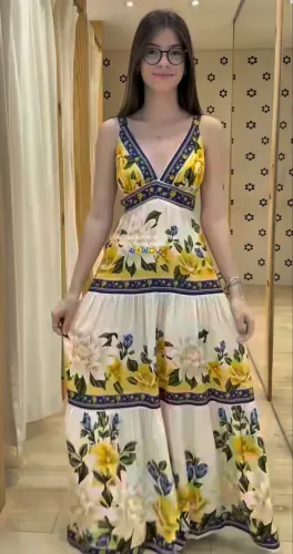 Vestido longo Farm Flor do Rio