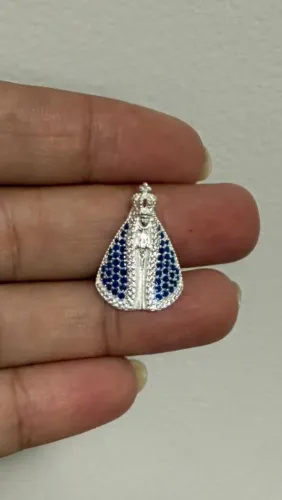 Pingente Nossa Senhora Aparecida - Prata - Aceitamos cartões - Entrega imediata 