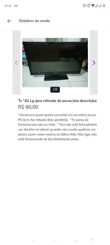 Tv '42 LG pra quem queira retirar peças .