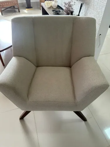 POLTRONA bege de Linho 2 unidades