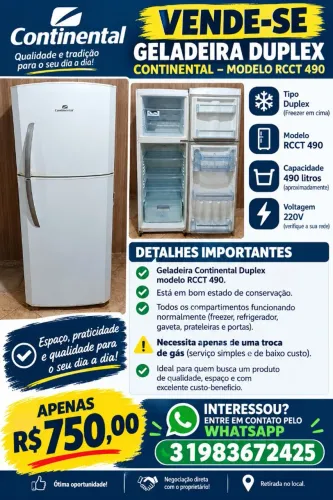 Geladeira Frost Free Duplex Continental!! 