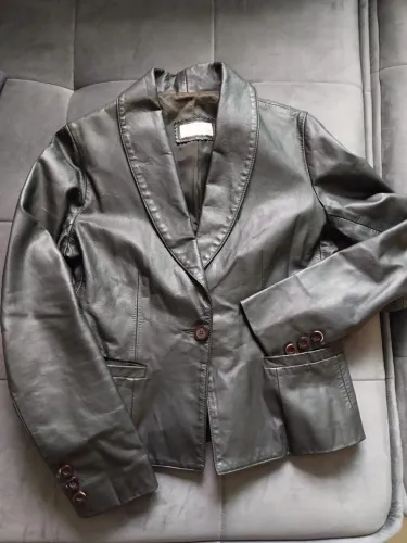 Blazer Jaqueta Fem. Couro TAM M Legítimo Preta Talie NK