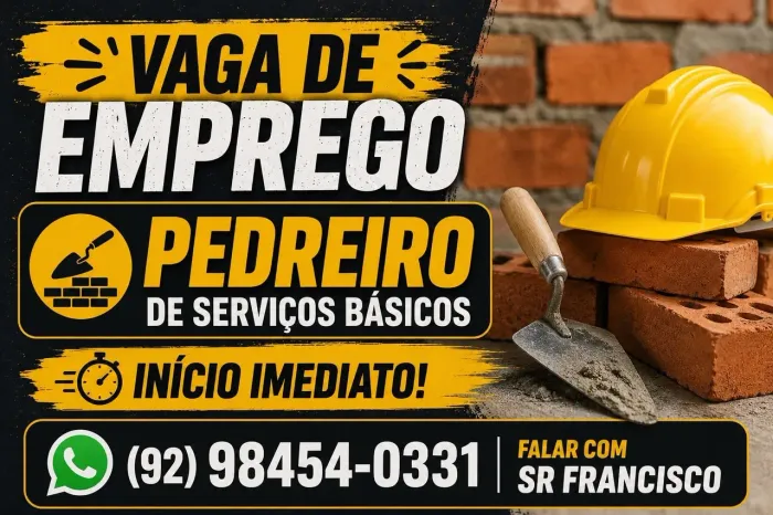 Vaga de emprego com inicio imediato!