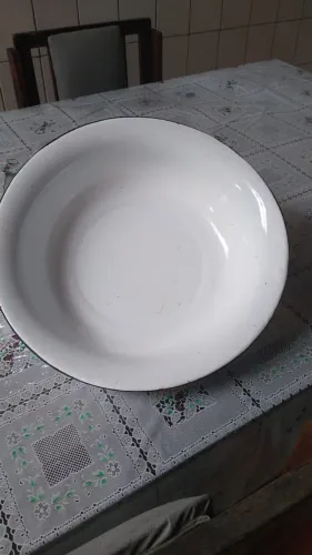 Antiga Bacia de Ágata Esmaltada Branca - Peça Vintage de Coleção / Decoração