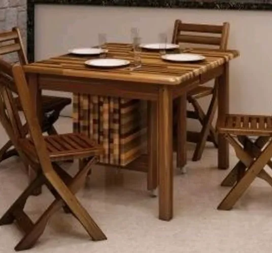 CONJUNTO MESA ELÁSTICA 4 ATÉ 20 LUGARES DE IMBUIA 