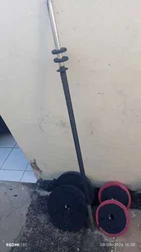 Kit de anilhas e barra de 1,5m