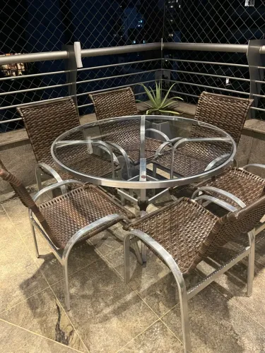Conjunto de mesa com 6 cadeiras alumínio 